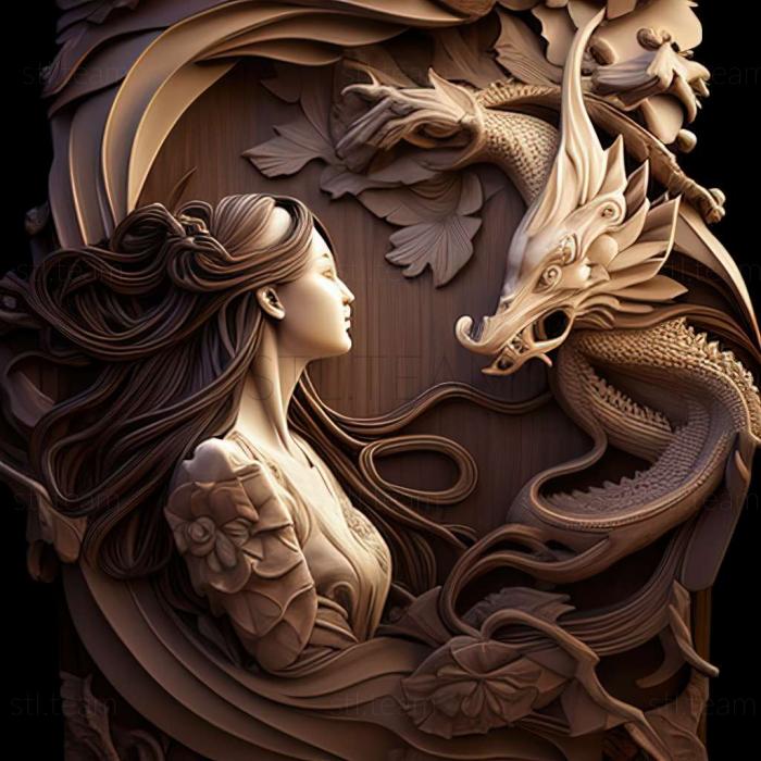 3D модель Аниме красавица и дракон (STL)